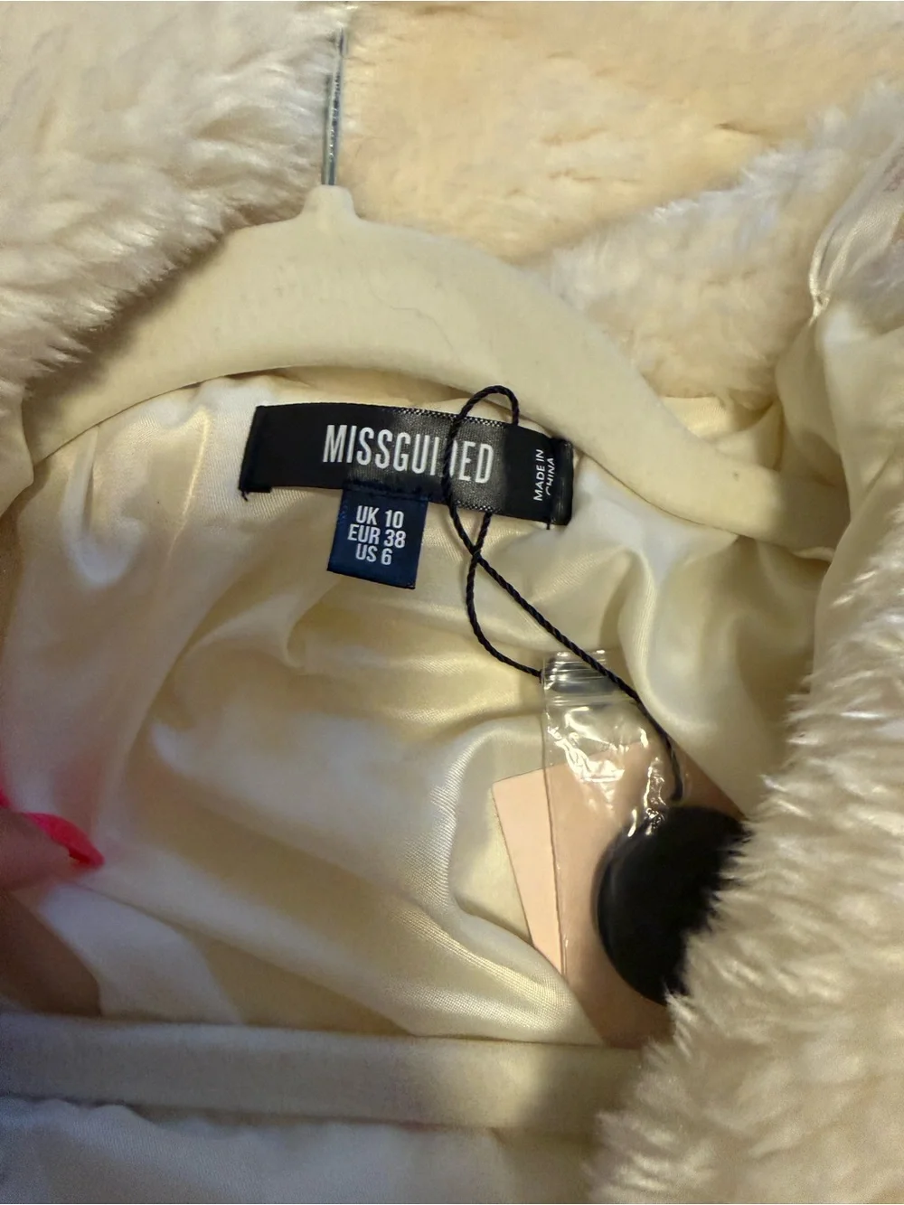 Missguided Long Teddy Faux Shearling Coat in Cream